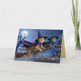 Gestreepte Heksen Halloween Wenskaart Feestdagen Kaart