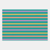 Gestreepte Helder Sinaasappel Groen en Paarse Inpakpapier Vel (Voorkant)