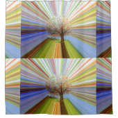 Gestreepte Herfstboom Unieke Psychedelisch Douchegordijn (Voorkant)