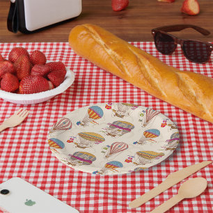 Gestreepte heteluchtballonnen papieren bordje