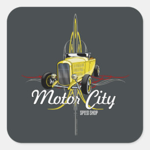 Gestreepte Hi-Boy Roadster Toolbox Decal Vierkante Sticker