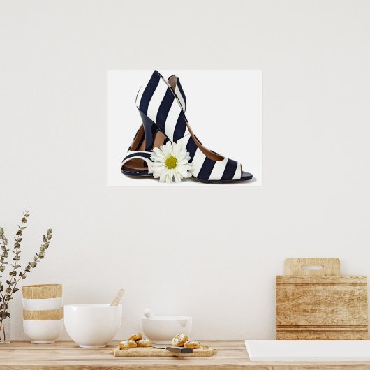 gestreepte hoge hakken en maaltijd poster (Keuken)