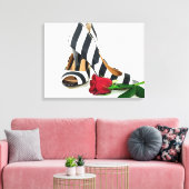 gestreepte hoge hakken met rode roos canvas afdruk (Insitu (Woonkamer))