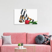 gestreepte hoge hakken met rode roos canvas afdruk (Insitu (Woonkamer))