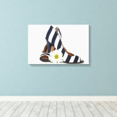 gestreepte hoge hakken met witte maaltijd canvas afdruk (Insitu (Houten vloer))