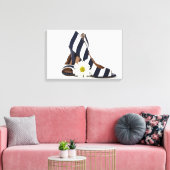 gestreepte hoge hakken met witte maaltijd canvas afdruk (Insitu (Woonkamer))