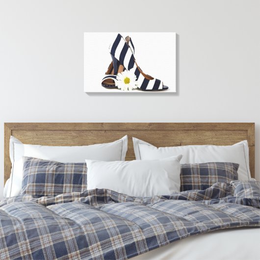 gestreepte hoge hakken met witte maaltijd canvas afdruk (Insitu (Slaapkamer))