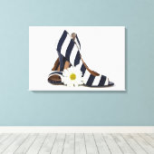 gestreepte hoge hakken met witte madeliefje canvas afdruk (Insitu (Houten vloer))