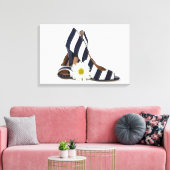 gestreepte hoge hakken met witte madeliefje canvas afdruk (Insitu (Woonkamer))