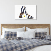 gestreepte hoge hakken met witte madeliefje canvas afdruk (Insitu (Slaapkamer))
