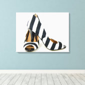 gestreepte hoge hakken op wit canvas afdruk (Insitu (Houten vloer))