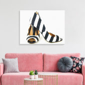 gestreepte hoge hakken op wit canvas afdruk (Insitu (Woonkamer))