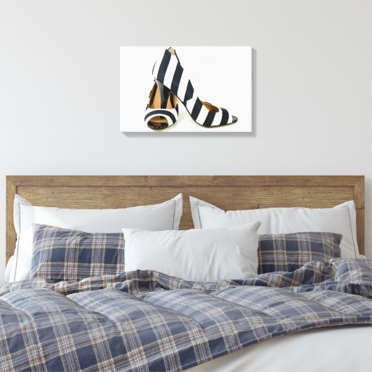 gestreepte hoge hakken op wit canvas afdruk (Insitu (Slaapkamer))