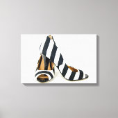 gestreepte hoge hakken op wit canvas afdruk (Voorkant)