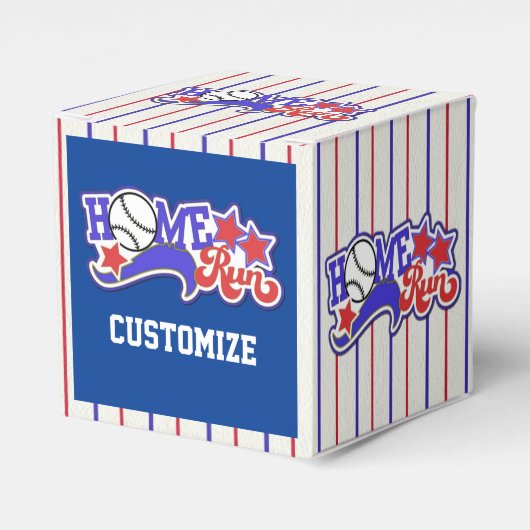 Gestreepte Home Run Baseball Cube Favor Box Bedankdoosjes (Voorkant Zijde)