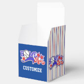 Gestreepte Home Run Baseball Cube Favor Box Bedankdoosjes (Geopend)
