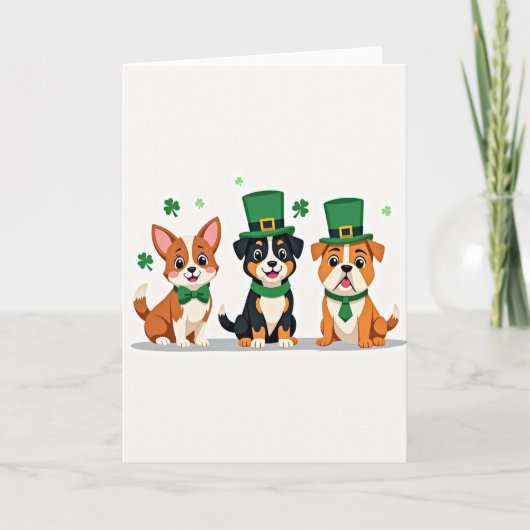 Gestreepte honden St. Patrick kaart (Voorkant)
