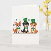 Gestreepte honden St. Patrick kaart (Gele Bloem)