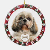 Gestreepte huisdierhond foto kerst Stewart tartan  Keramisch Ornament (Achterkant)