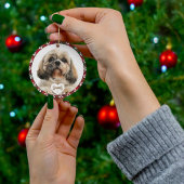 Gestreepte huisdierhond foto kerst Stewart tartan  Keramisch Ornament