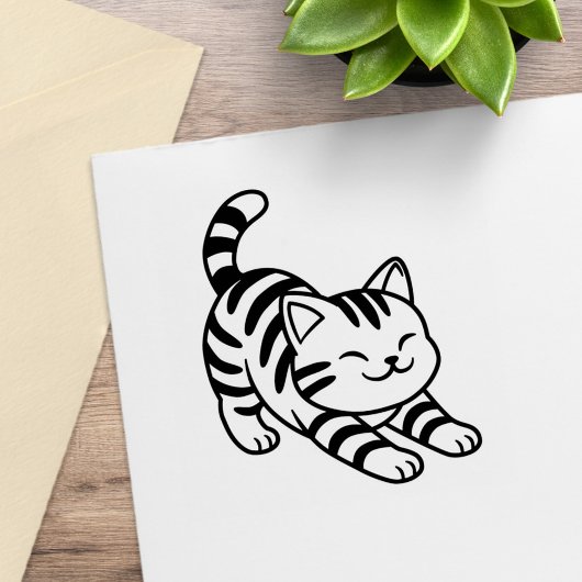 Gestreepte Huiskat Rubberstempel
