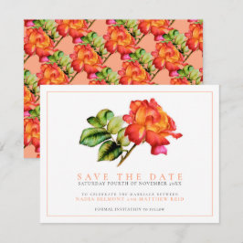 Gestreepte hybride thee roos waterverf sinaasappel save the date