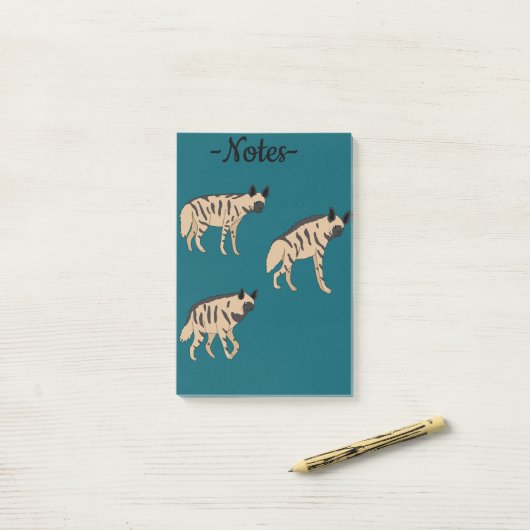 Gestreepte hyena's post-it® notes (Op bureau)