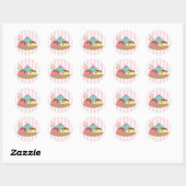 Gestreepte Ice Cream Sundae Ronde Sticker (Vel)
