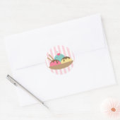 Gestreepte ijscoupes ronde sticker (Envelop)