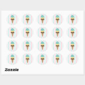 Gestreepte Ijsje Ronde Sticker (4) (Vel)