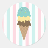 Gestreepte Ijsje Ronde Sticker (4) (Voorkant)