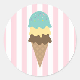 Gestreepte ijskegel Ronde Sticker (3)