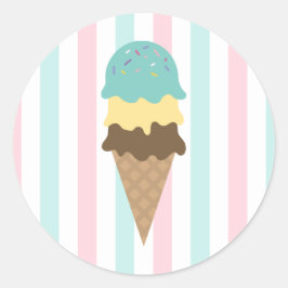 Gestreepte ijskegel Ronde Sticker (4)