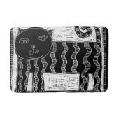 Gestreepte Illustratie van Zwart-Witte Kat Badmat (Voorkant)