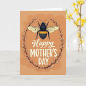 Gestreepte Insect Moederdagkaart Kaart (Gele Bloem)