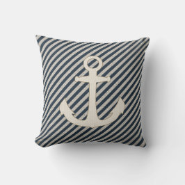Gestreepte jute look nautische schip anker kussen
