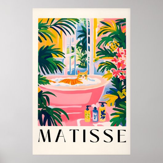 Gestreepte Kat Badkamer Print Grappige Matisse Sti (Voorkant)
