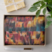 Gestreepte Kat Boho Geel Blauw Kleurig Hippie Kuns Tissuepapier (Geschenk)