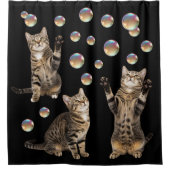 Gestreepte Kat Bubbles Kat Douchegordijn (Voorkant)