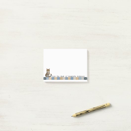 Gestreepte Kat Dekbed Personaliseer Post-it® Notes (Op bureau)