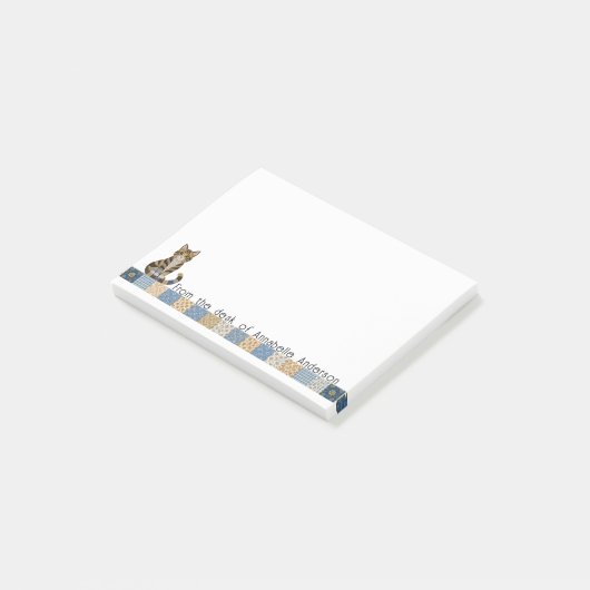Gestreepte Kat Dekbed Personaliseer Post-it® Notes (Schuin)