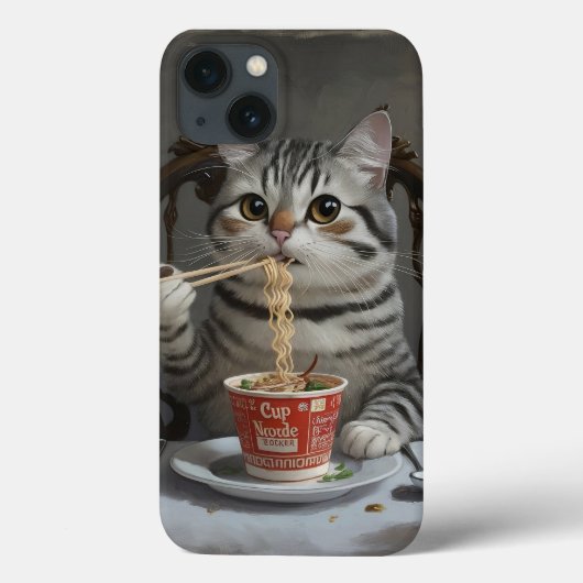 Gestreepte Kat Genieten Beker Noedels Case-Mate iPhone Case (Achterkant)