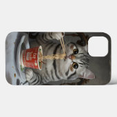 Gestreepte Kat Genieten Beker Noedels Case-Mate iPhone Case (Achterkant (horizontaal))