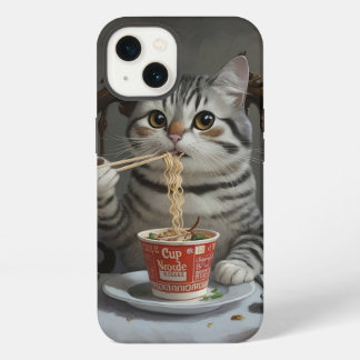 Gestreepte Kat Genieten Beker Noedels iPhone 13 Hoesje