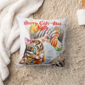 Gestreepte Kat Katten Kerstmis Katten-Mus Meisjes Kussen (Deken)