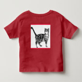 Gestreepte Kat Kerstmis Kattenmuziek Rode Grappige Kinder Shirts (Achterkant)