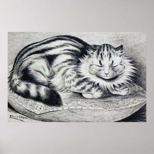 Gestreepte Kat, Louis Wain Poster (Voorkant)