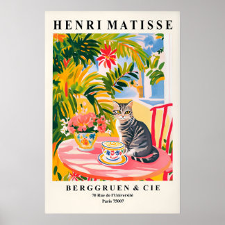 Gestreepte Kat Matisse Print Grappige Espresso Kun
