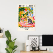 Gestreepte Kat Matisse Print Grappige Espresso Kun (Thuiskantoor)