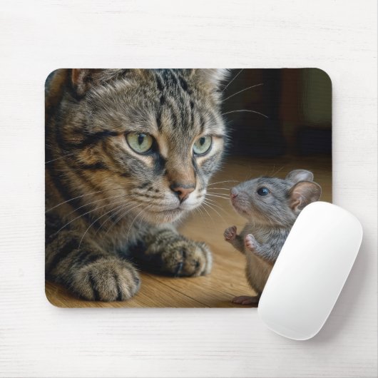 Gestreepte Kat Met Dappere Muis Muismat (Met muis)